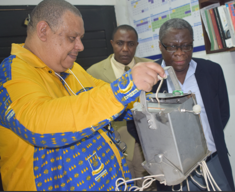 Prof. Gordon demonstrating the use of gifted equipment